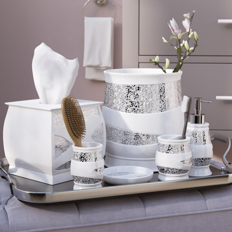 Mercer41 Channce 6 Piece White/Silver Bathroom Accessory Set & Reviews